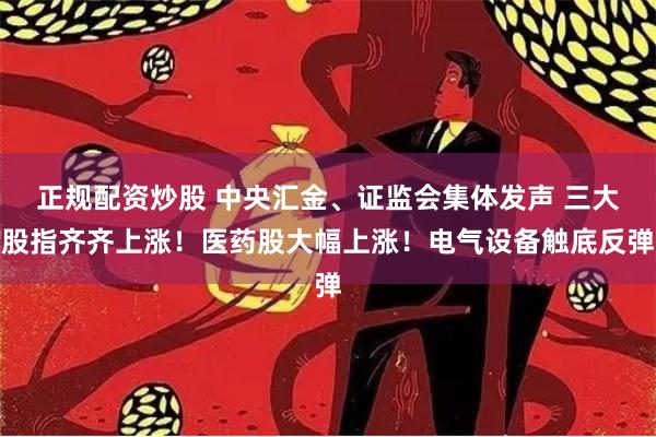 正规配资炒股 中央汇金、证监会集体发声 三大股指齐齐上涨！医药股大幅上涨！电气设备触底反弹
