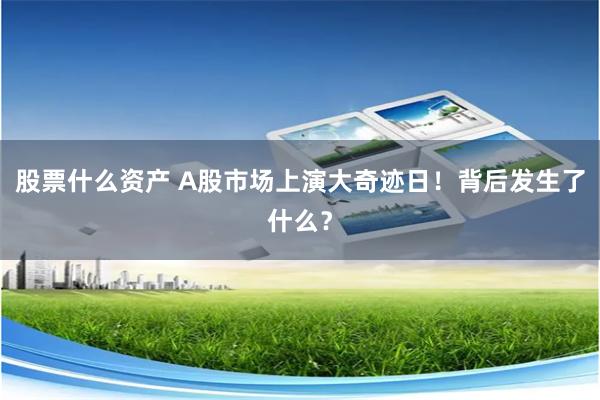 股票什么资产 A股市场上演大奇迹日！背后发生了什么？