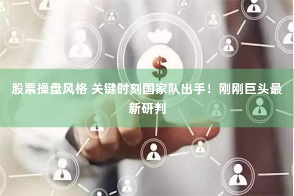 股票操盘风格 关键时刻国家队出手！刚刚巨头最新研判