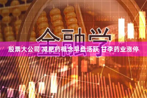 股票大公司 减肥药概念早盘活跃 甘李药业涨停